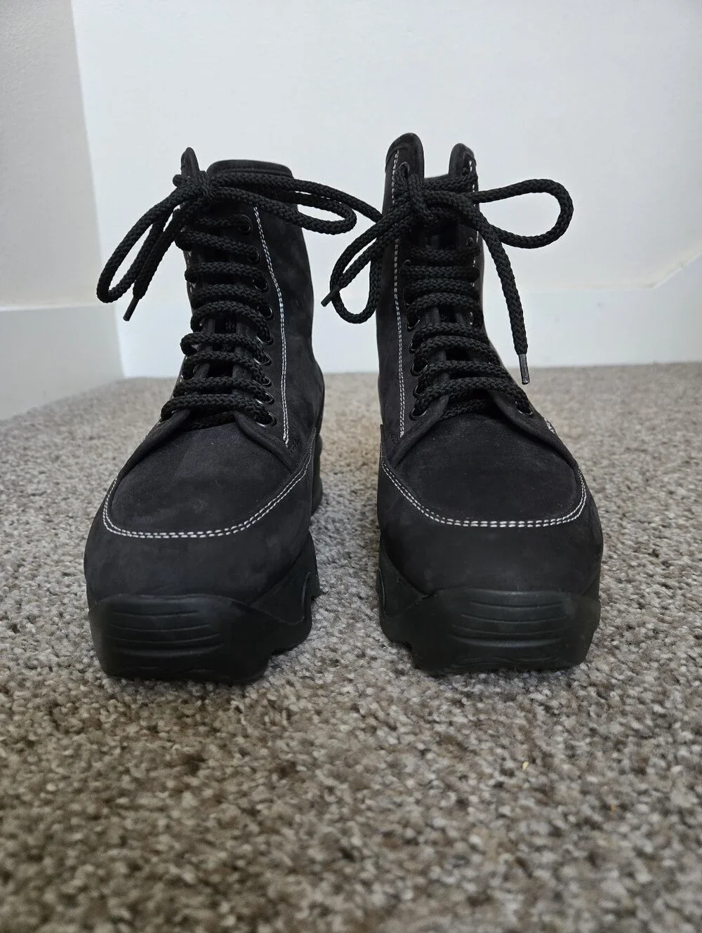 iRi NYC Arom Nubuck Leather Lace-Up Boot in Black Women's EU 37 US 7